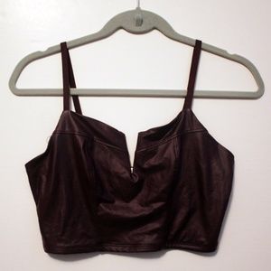 Faux leather crop top